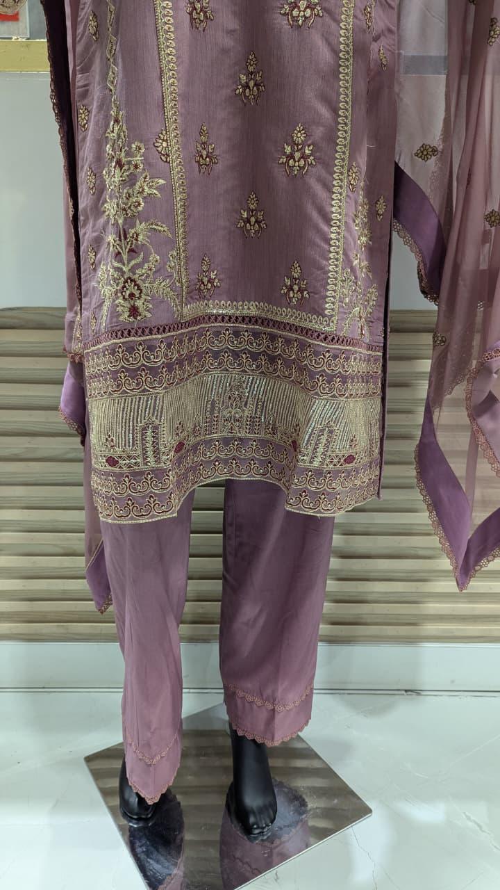 GABA Embroidered 3-Piece Stitched Suit with Chiffon Dupatta (03)
