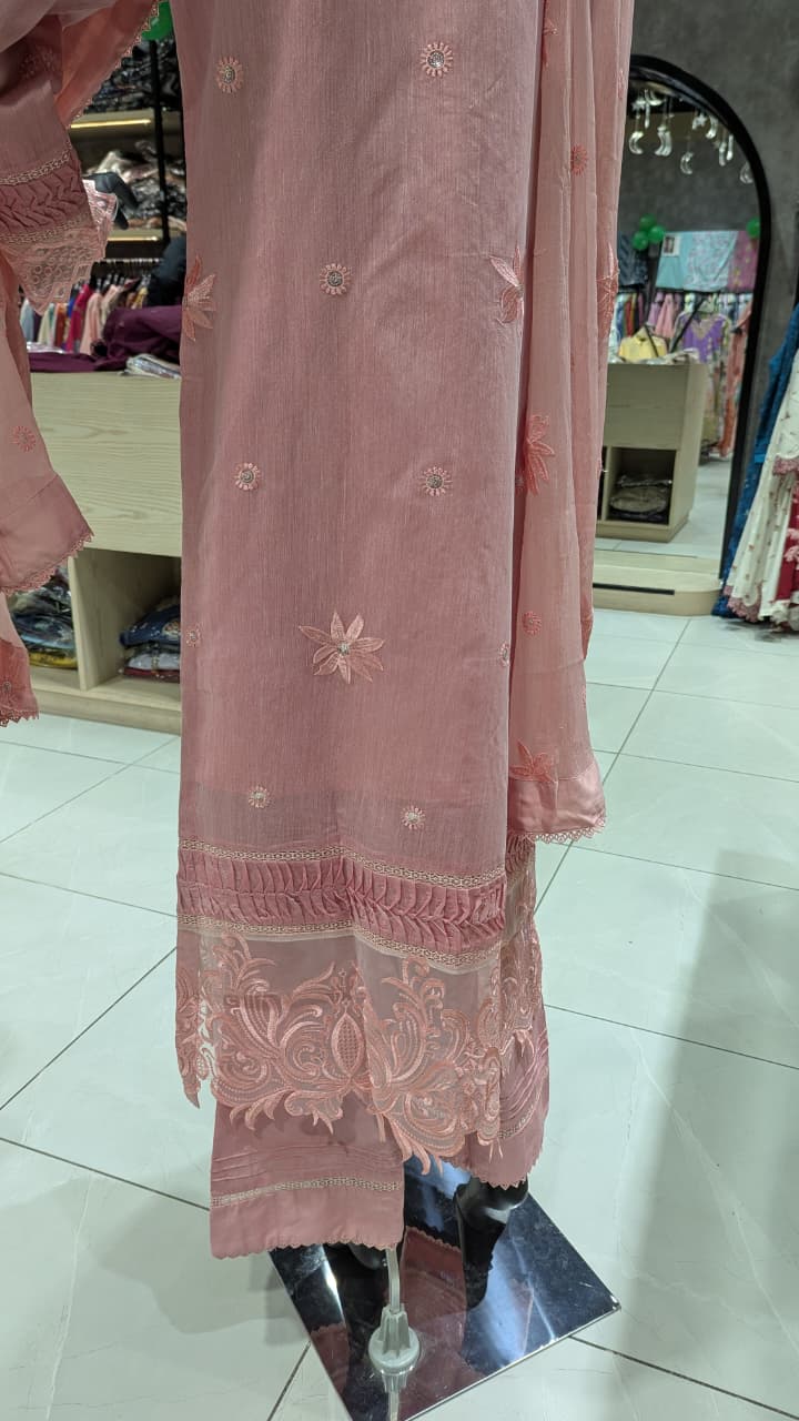 GABA Embroidered 3-Piece Stitched Suit with Chiffon Dupatta (04)