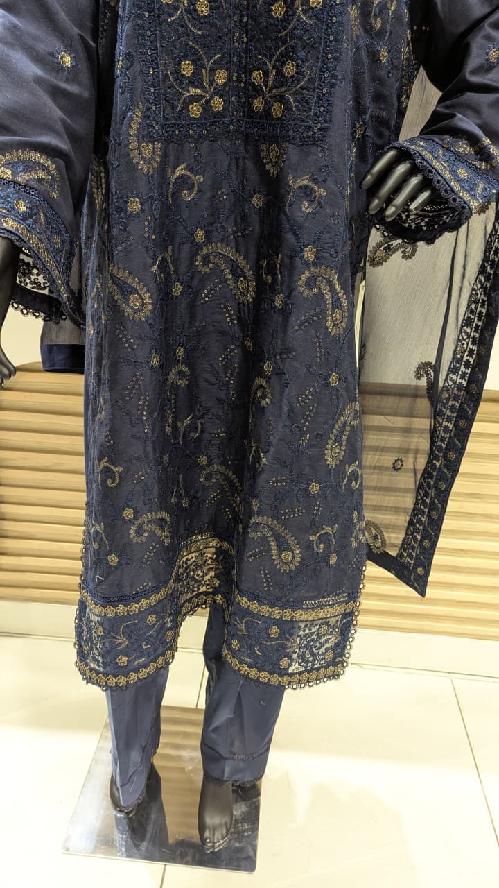 GABA Embroidered 3-Piece Stitched Suit with Chiffon Dupatta (05)