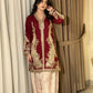 Amna khurram Viscose Co’Ord Embroidered Shirt & Balloon Pant Set (02)