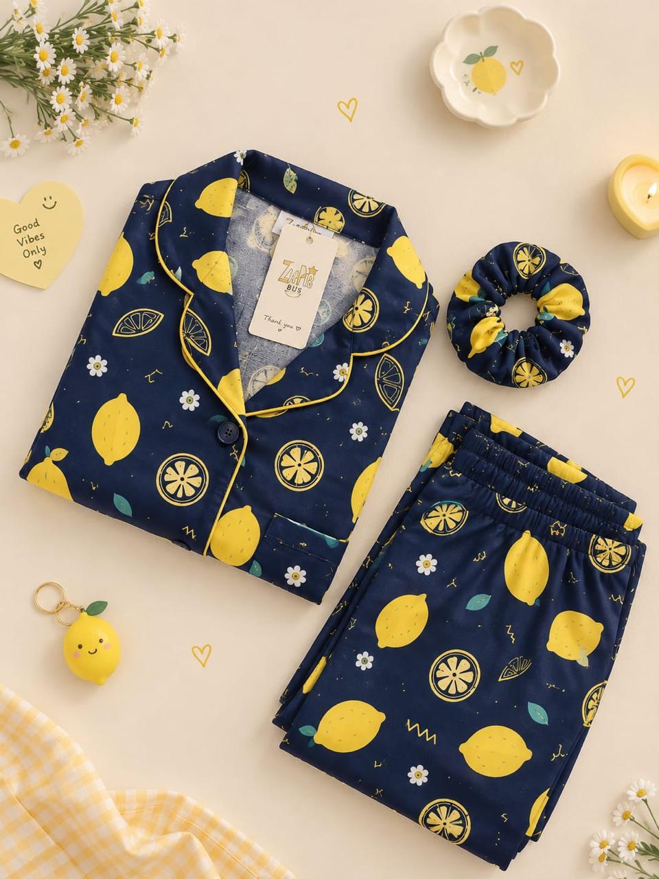 Zaarab Soft Linen Navy Blue Love Printed Night Stitched Suit