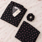 Zaarab Soft Linen Black Love Printed Night Stitched Suit