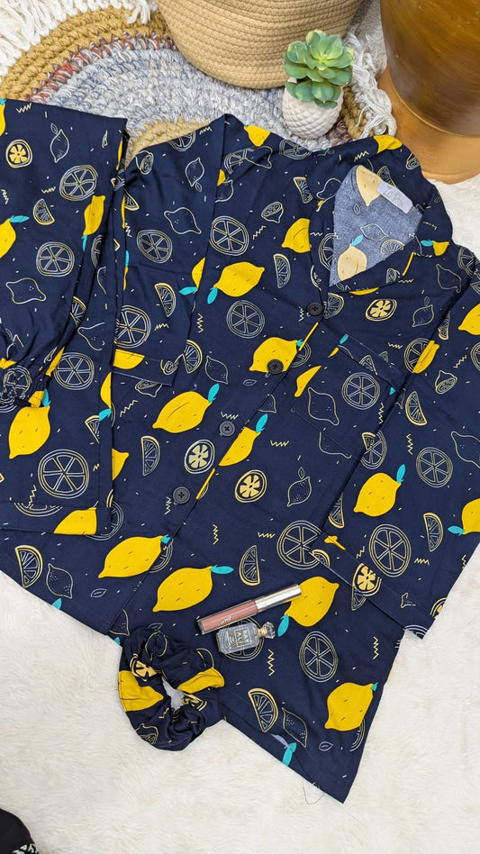 Zaarab Soft Linen Navy Blue Love Printed Night Stitched Suit