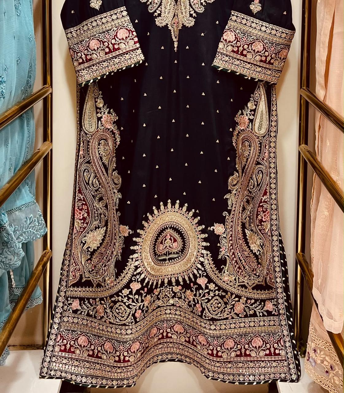 Amna Khurram Premium Raw Silk Kaftan Stitched 2 Piece Suit