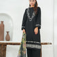 Amna Khuram – BLACK Cut Dana Emb Neck 3PC Cotton Lawn Stitched Suit