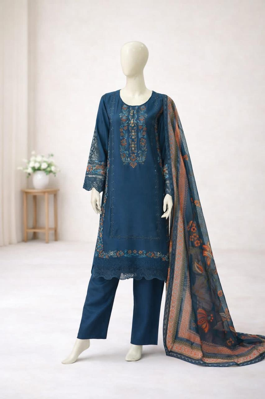 Pasand of Lahore 3-Piece Premium Viscose Suit – Peacock (PL-350)
