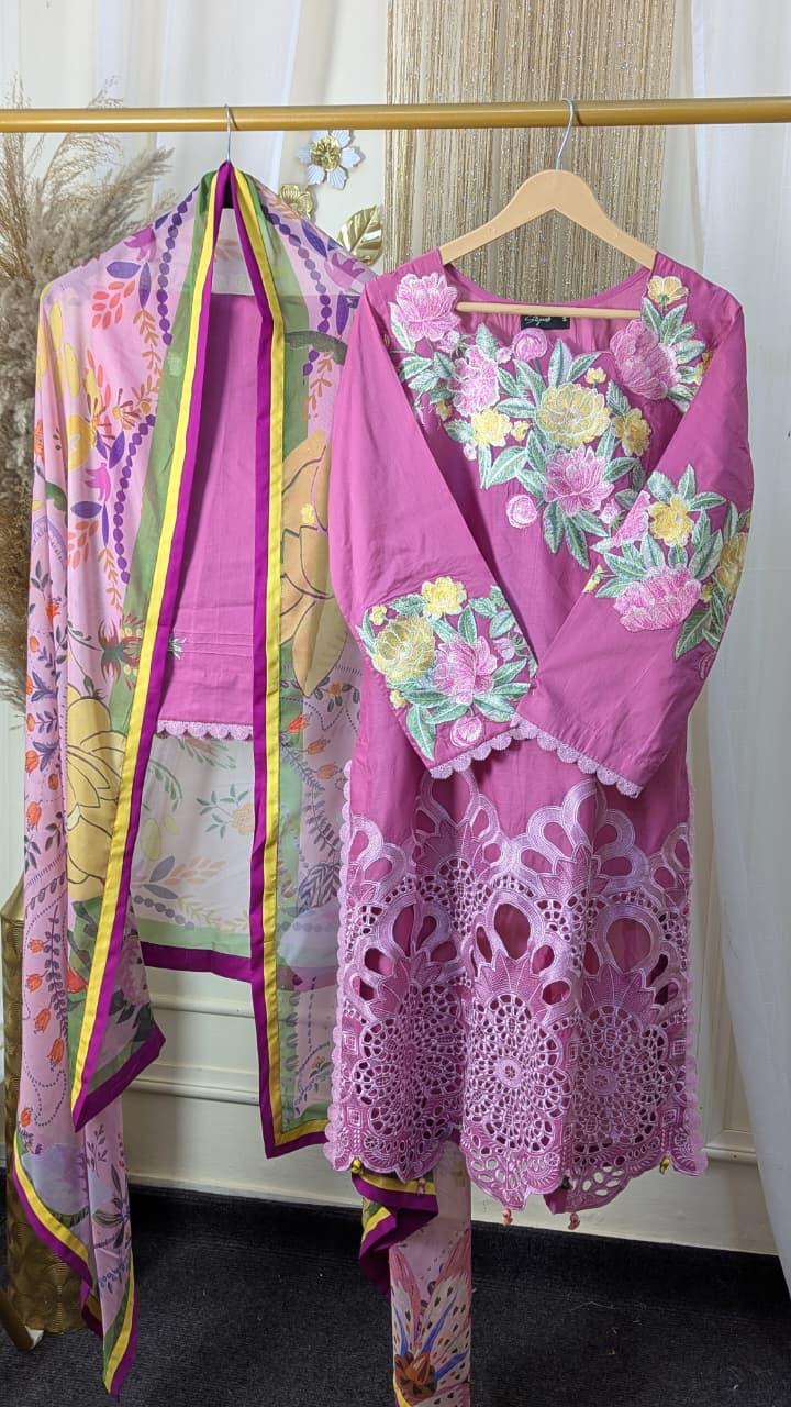 Hemline By Mushq - Embroidered Lawn 3 Piece stitched Suit (MEREDITH)