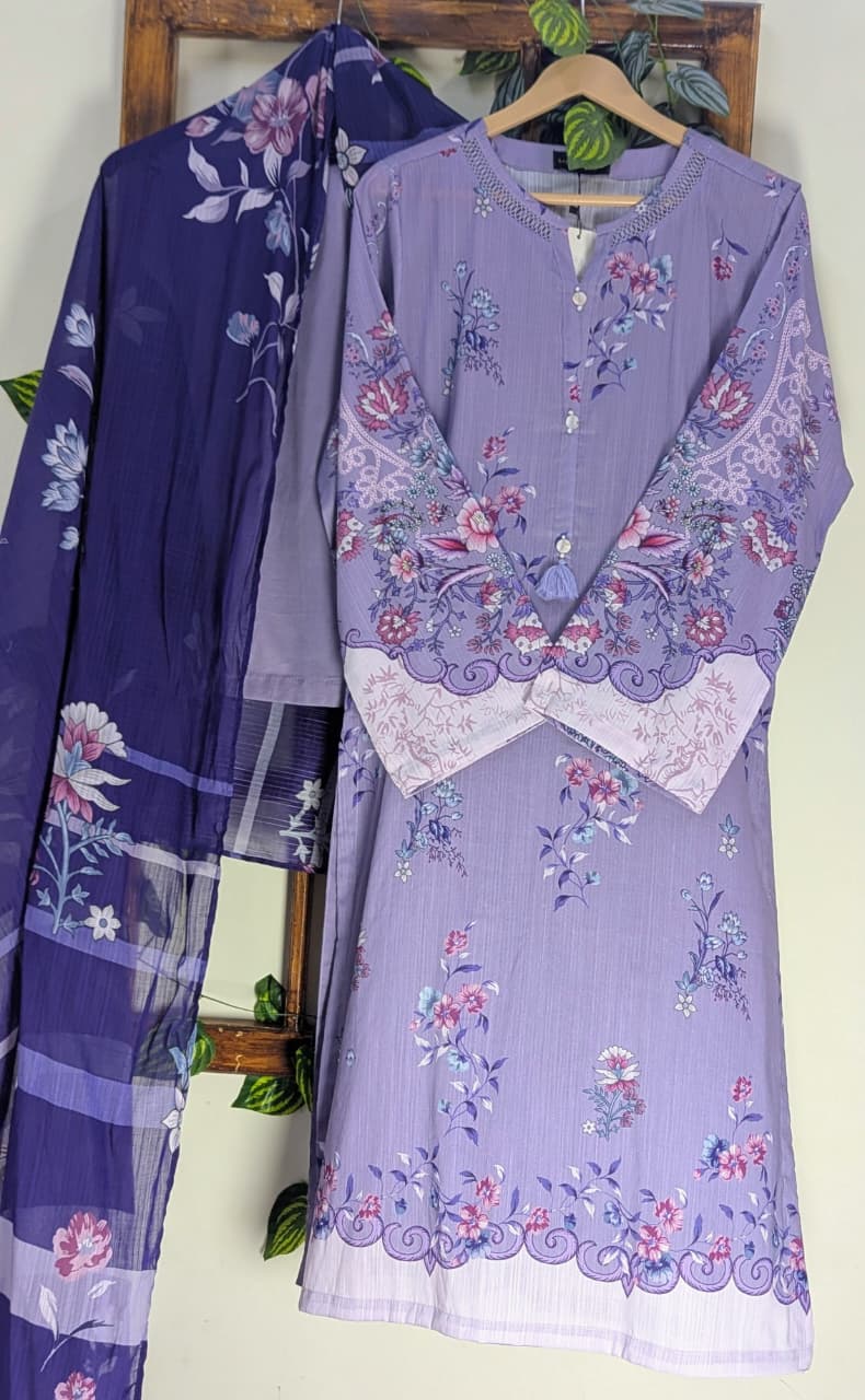 Sadabahar Printed Lawn Stitched 3 Piece Suit (D-02)