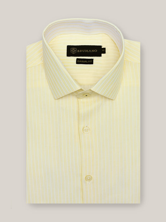 Yellow 2008 Structured Striped Formal Shirt SS2023