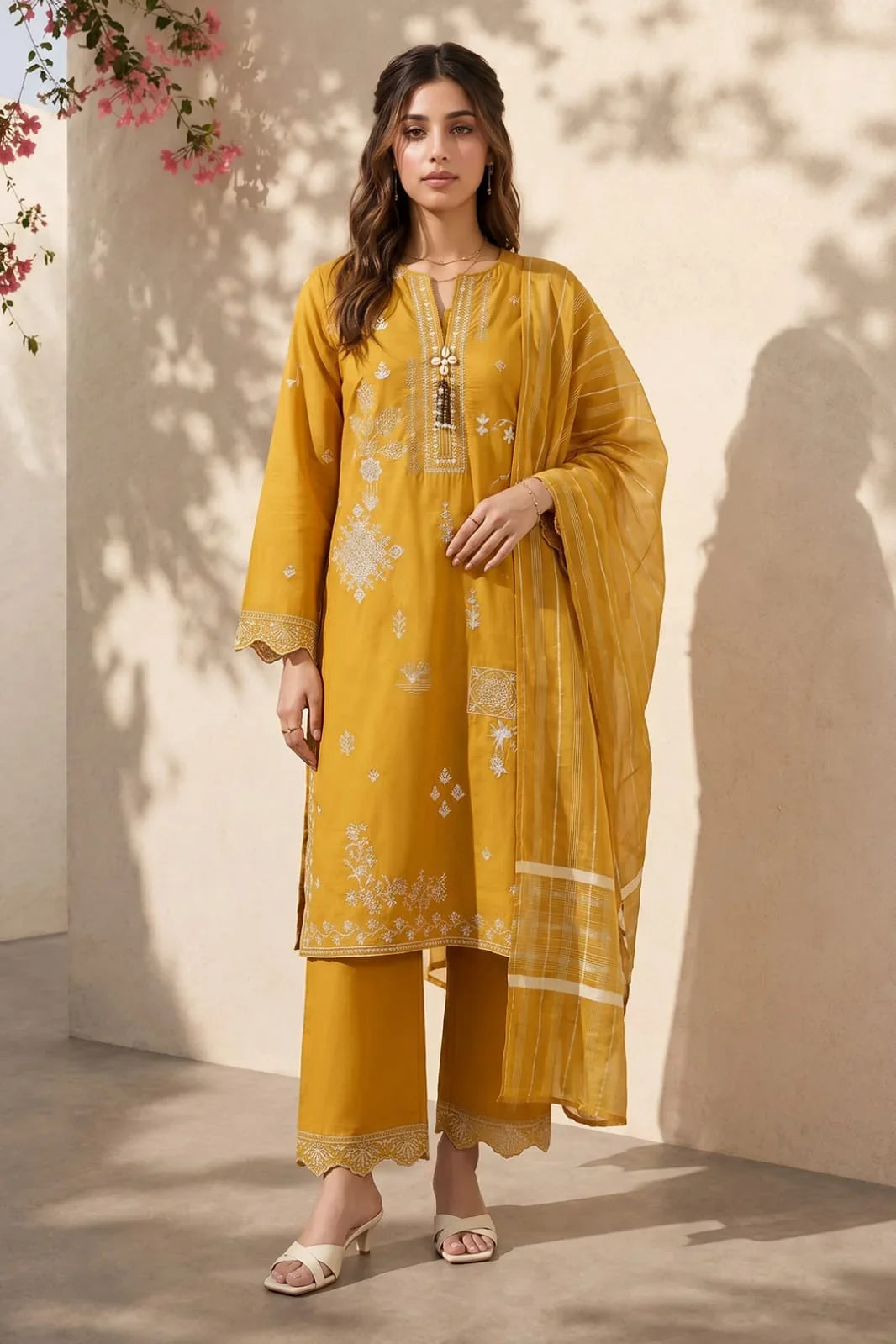 Zellbury Embroidered Kurta Dupatta Trouser 3-Piece Stitched Suit (3226)