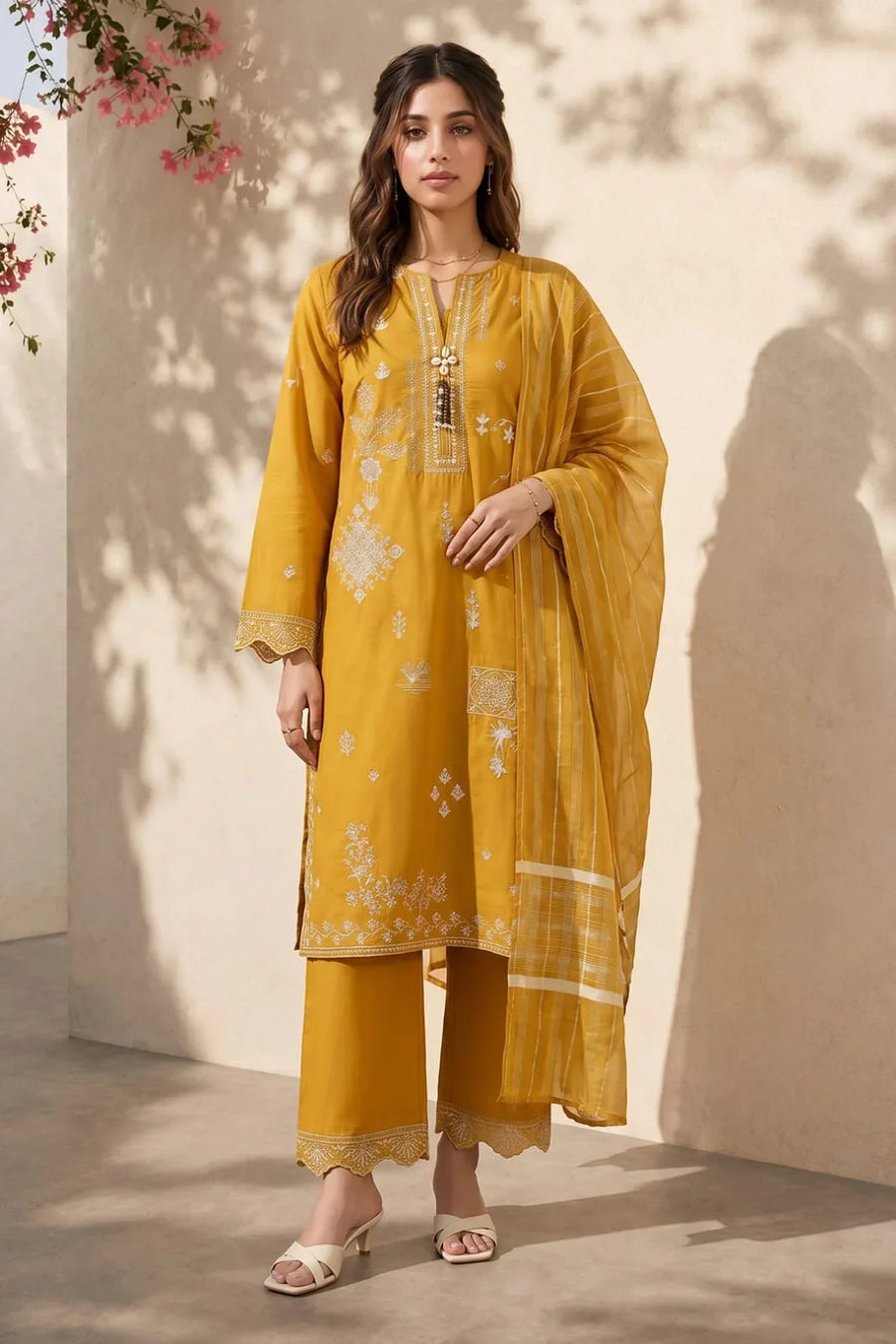 Zellbury Embroidered Kurta Dupatta Trouser 3-Piece Stitched Suit (3226)