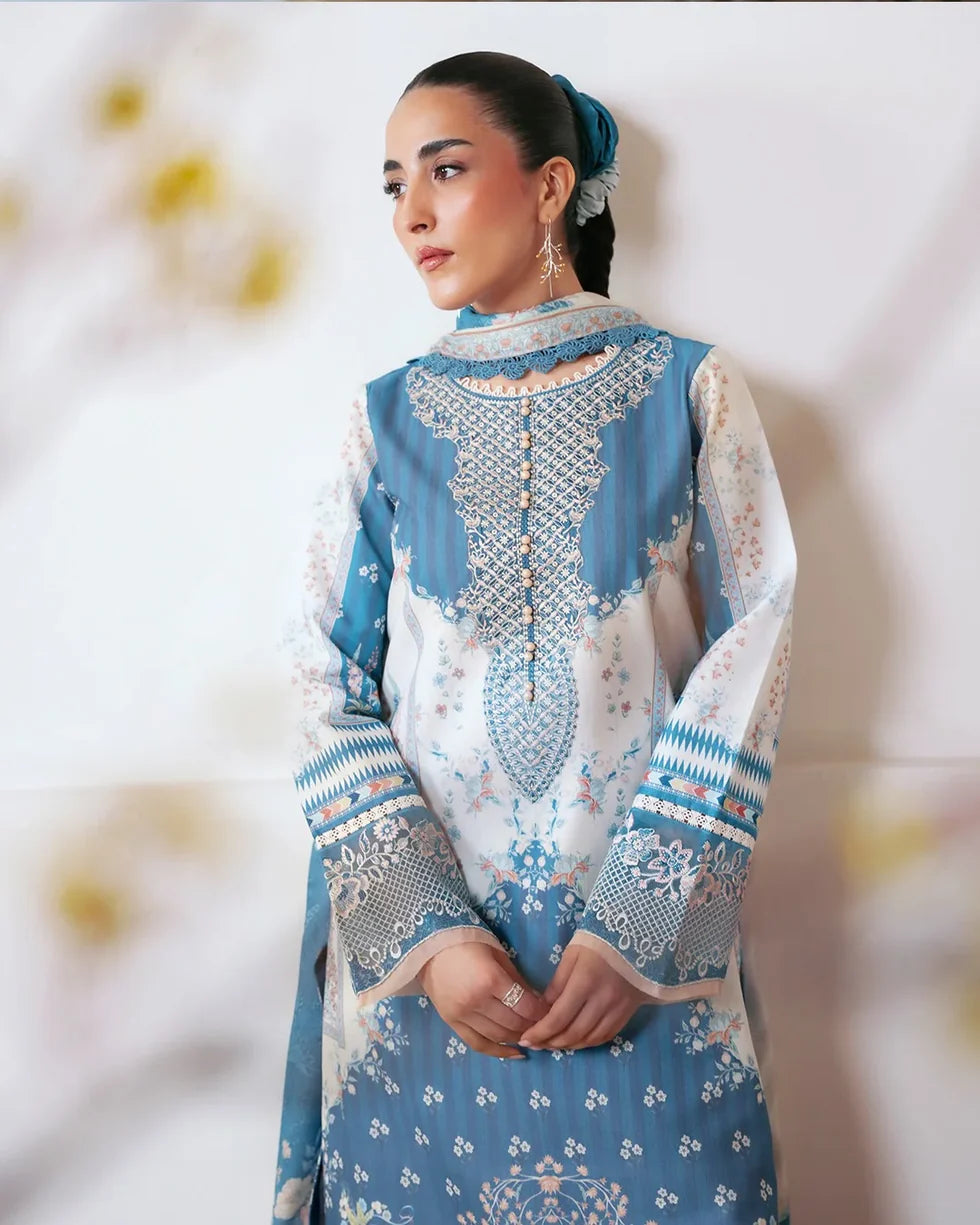 Eshaal – Embroidered Dobby Lawn 3-Piece Suit (unstitch )