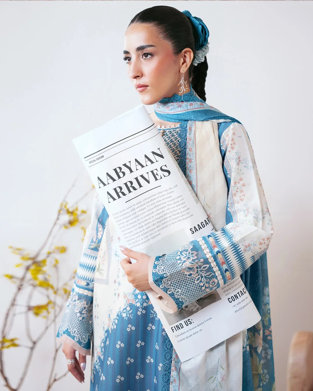 Eshaal – Embroidered Dobby Lawn 3-Piece Suit (stitch )