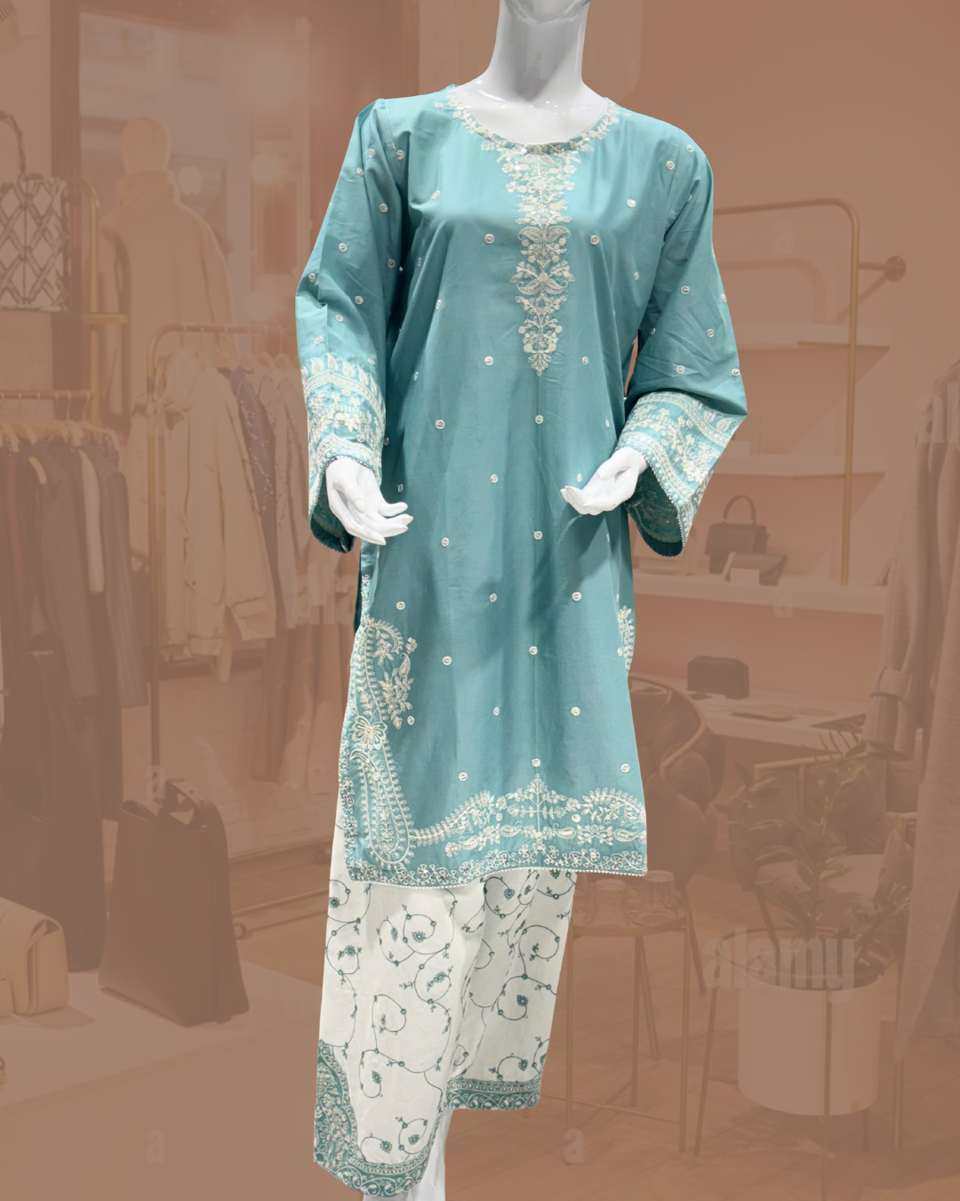 Bin Ishaq Embroidered Lawn Stitched 2 Piece Suit