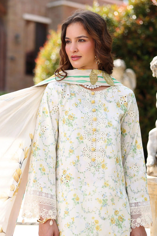 PrintKaari By Raaya Embroidered 3 Piece Stitched Suit (Olivienne)