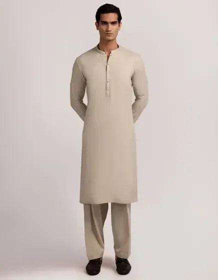 Sand Blended Semi-Formal Stitched Kameez Shalwar – Regular Fit