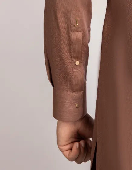 Rust Brown Cotton Casual Semi-Formal Stitched Kameez Shalwar – Regular Fit