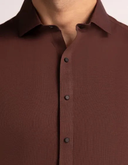 Rust Cotton Semi-Formal Stitched Kameez Shalwar – Regular Fit