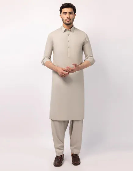 Fawn Casal Blended Semi-Formal Stitched Kameez Shalwar – Regular Fit