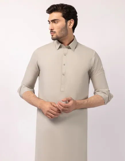 Fawn Casal Blended Semi-Formal Stitched Kameez Shalwar – Regular Fit