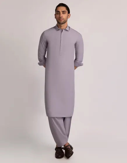 Lilac Casual Blended Semi-Formal Stitched Kameez Shalwar – Regular Fit