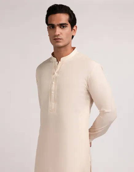 Fawn Blended Semi-Formal Stitched Kameez Shalwar – Regular Fit