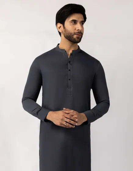 Charcoal Blended Semi-Formal Stitched Kameez Shalwar – Regular Fit