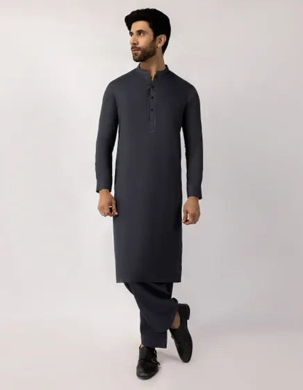 Charcoal Blended Semi-Formal Stitched Kameez Shalwar – Regular Fit