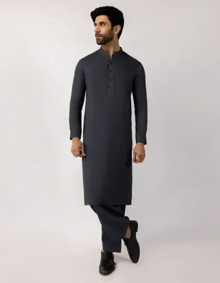 Charcoal Blended Semi-Formal Stitched Kameez Shalwar – Regular Fit