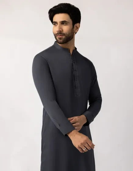 Charcoal Blended Semi-Formal Stitched Kameez Shalwar – Regular Fit