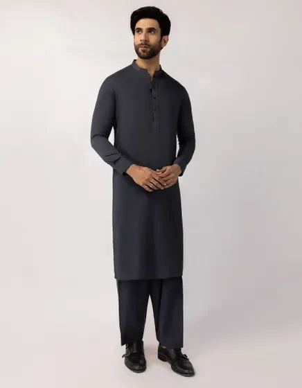 Charcoal Blended Semi-Formal Stitched Kameez Shalwar – Regular Fit