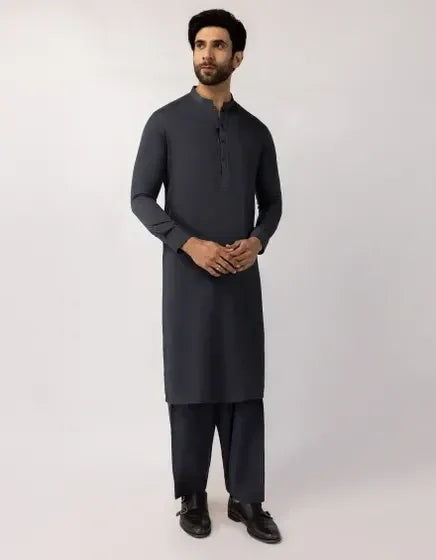Charcoal Blended Semi-Formal Stitched Kameez Shalwar – Regular Fit
