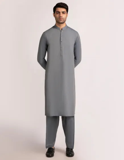 Denim Blue Blended Semi-Formal Stitched Kameez Shalwar – Regular Fit