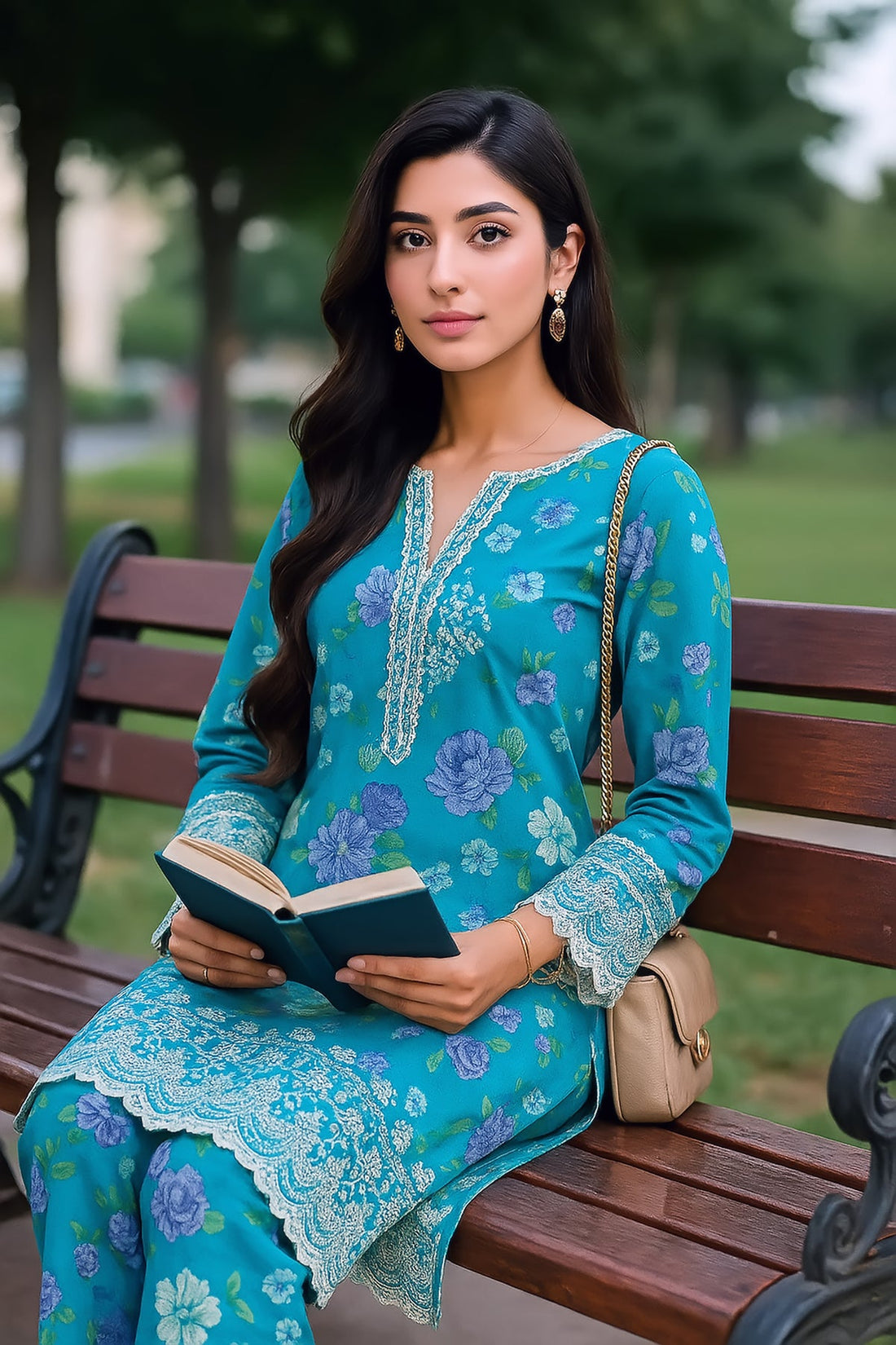 Lakhany LG-AR-0026 02 Piece Ready to wear Embroidered Shirt & Trouser
