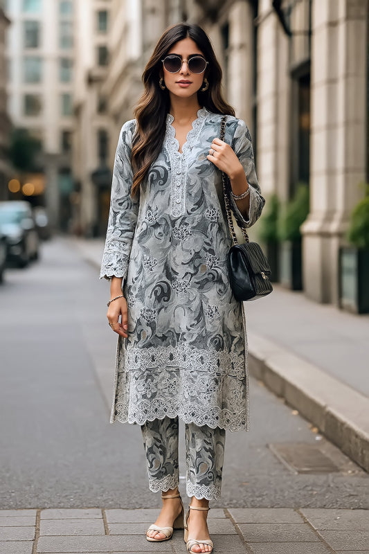 Lakhany LG-IZ-0370 02 Piece Ready to wear Embroidered Shirt & Trouser