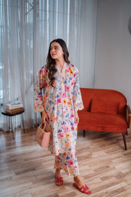Lakhany LG-IZ-0262 2Piece Rweaready to waer floral printed outfit for casual everyday wear