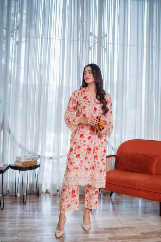 LGLakhany -UB-0090 2Piece Ready to wear in floral design, perfect for casual occasions