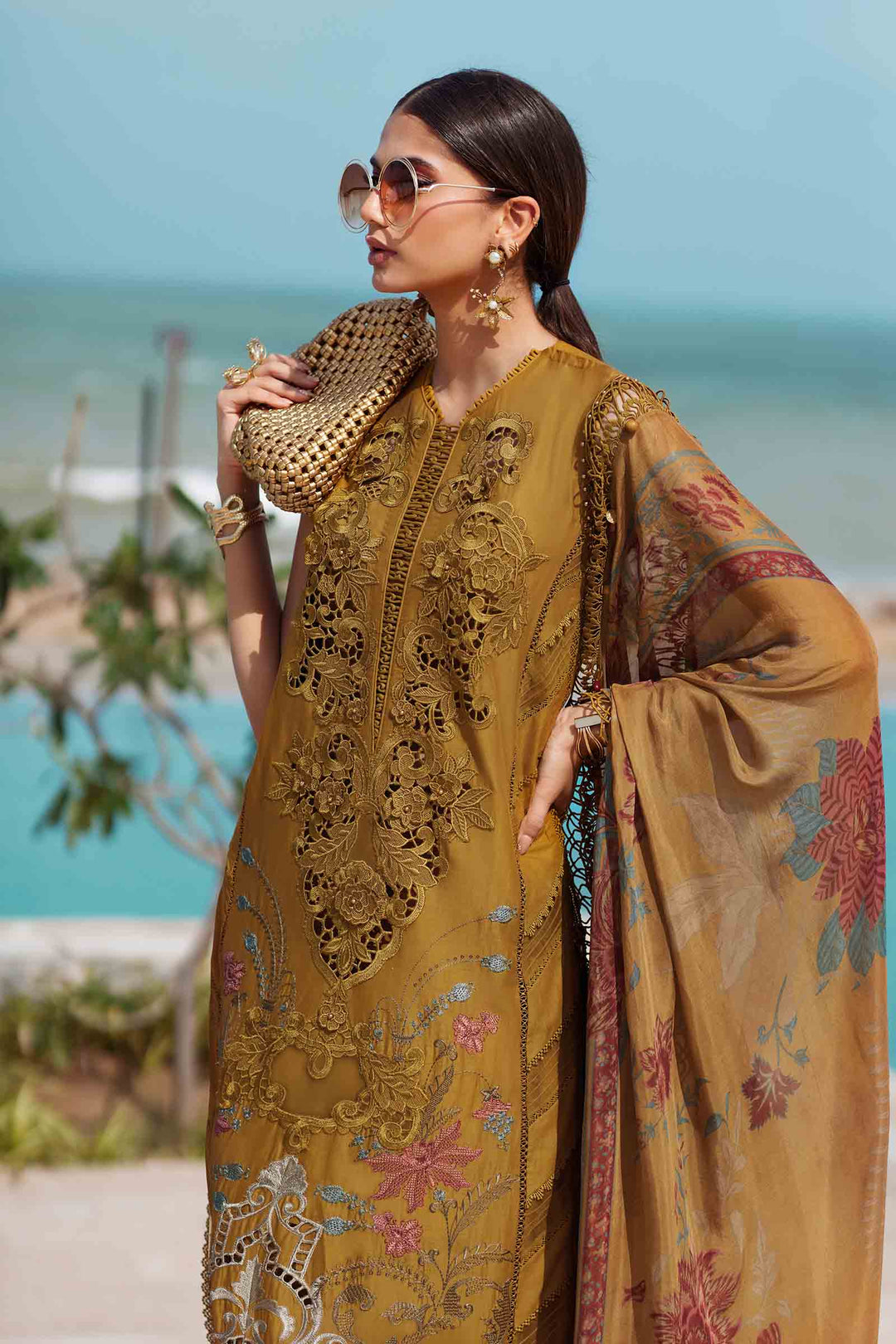 Maria b 3 Piece Unstitched Embroidered Lawn Suit | EID LAWN-25-06