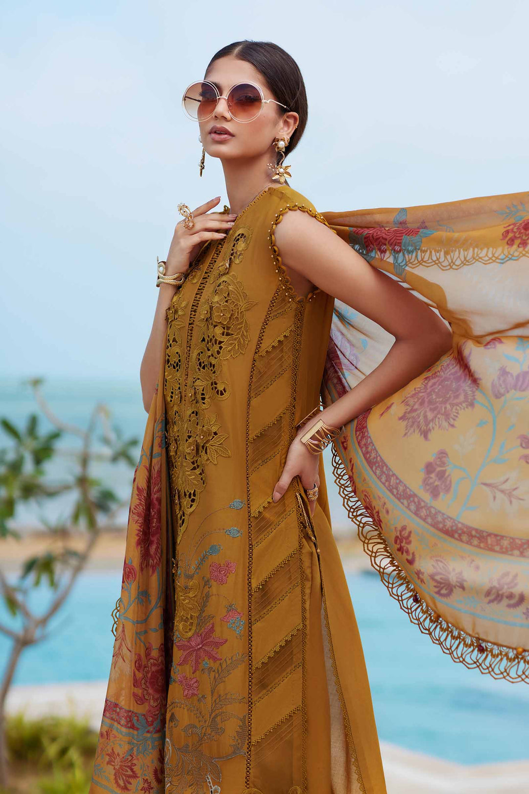 Maria b 3 Piece Unstitched Embroidered Lawn Suit | EID LAWN-25-06