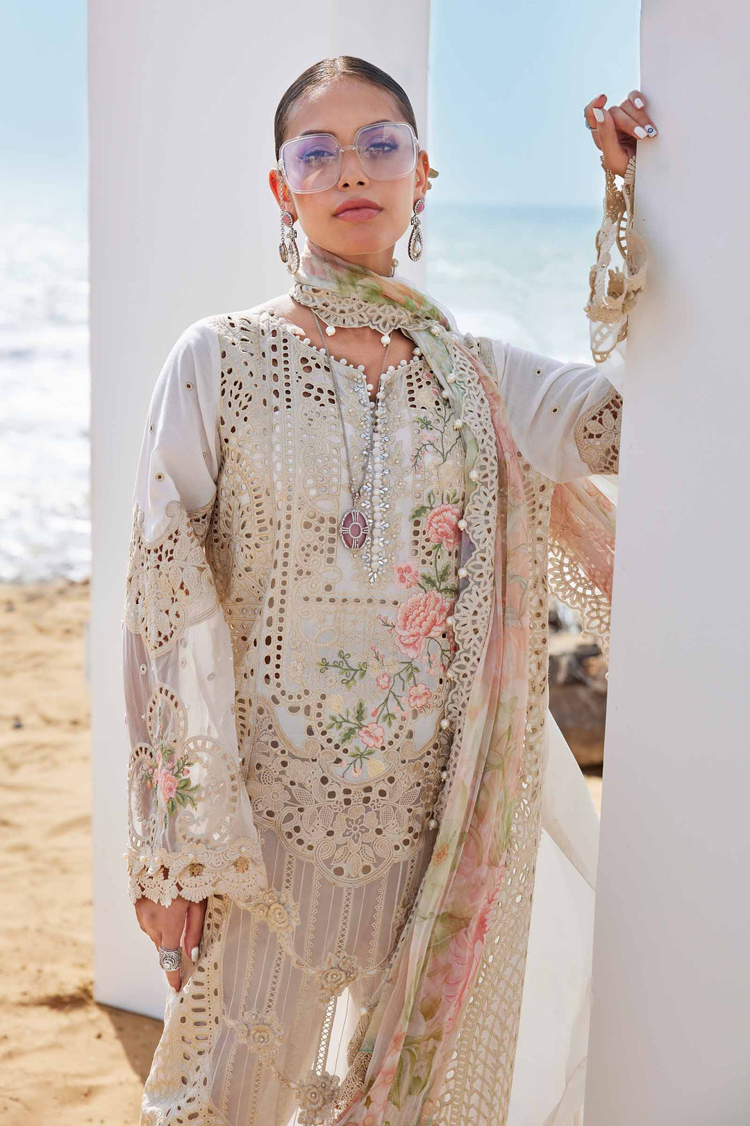 Maria b 3 Piece Unstitched Embroidered Lawn Suit | EID LAWN-25-07