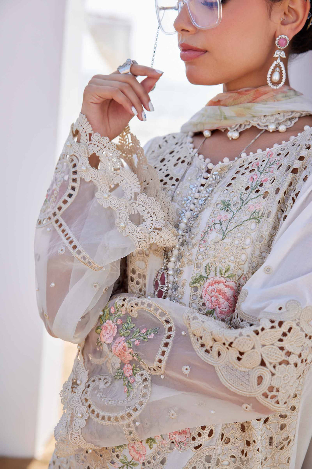 Maria b 3 Piece Unstitched Embroidered Lawn Suit | EID LAWN-25-07