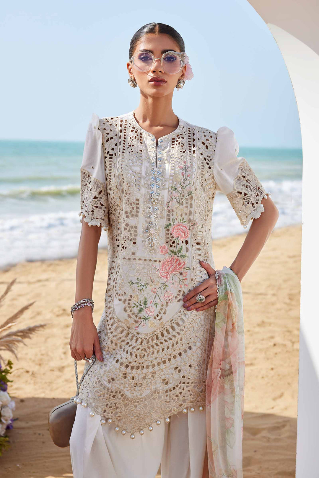 Maria b 3 Piece Unstitched Embroidered Lawn Suit | EID LAWN-25-07