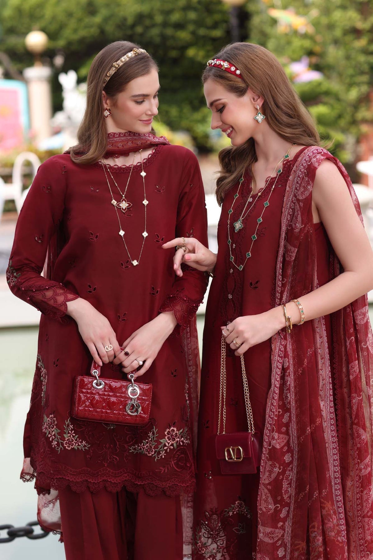 Noor by saadia Asad D1- Mulberry Red Eid Luxe Chikankari' 25