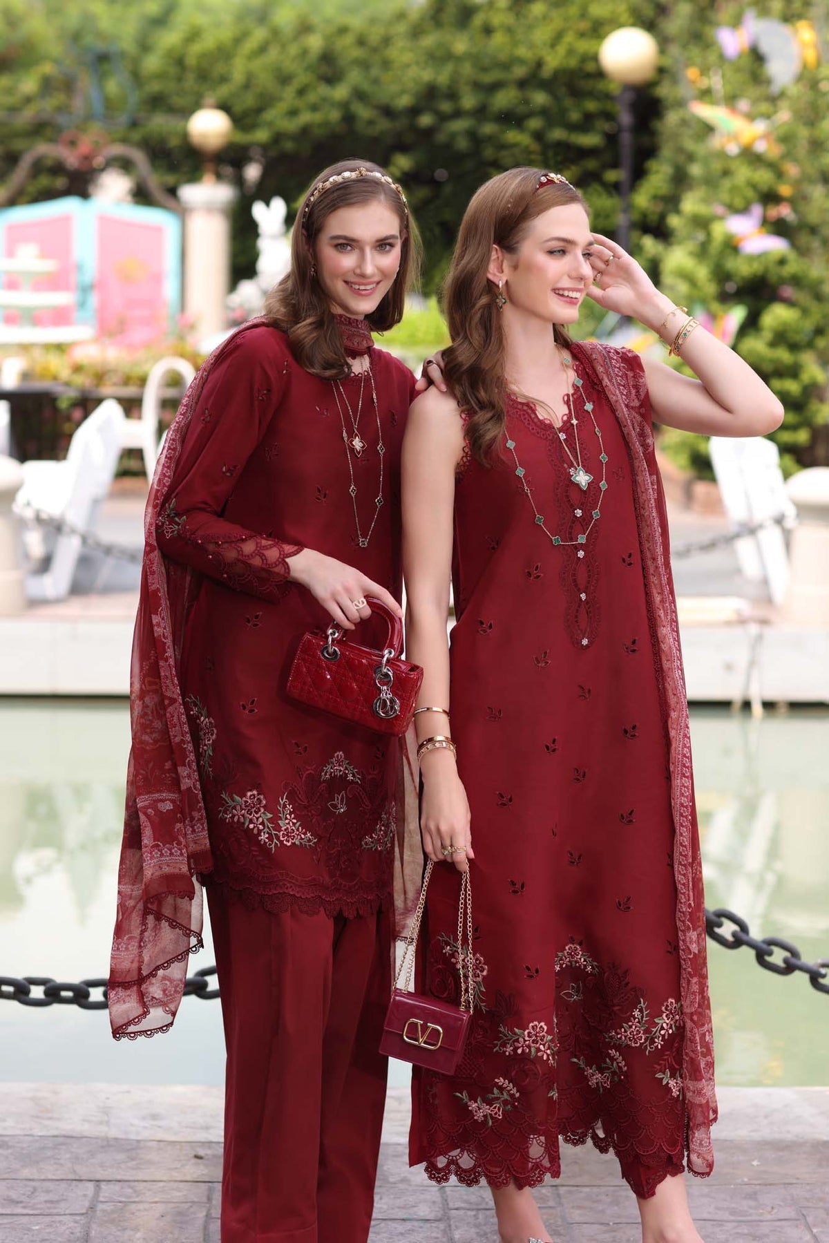 Noor by saadia Asad D1- Mulberry Red Eid Luxe Chikankari' 25