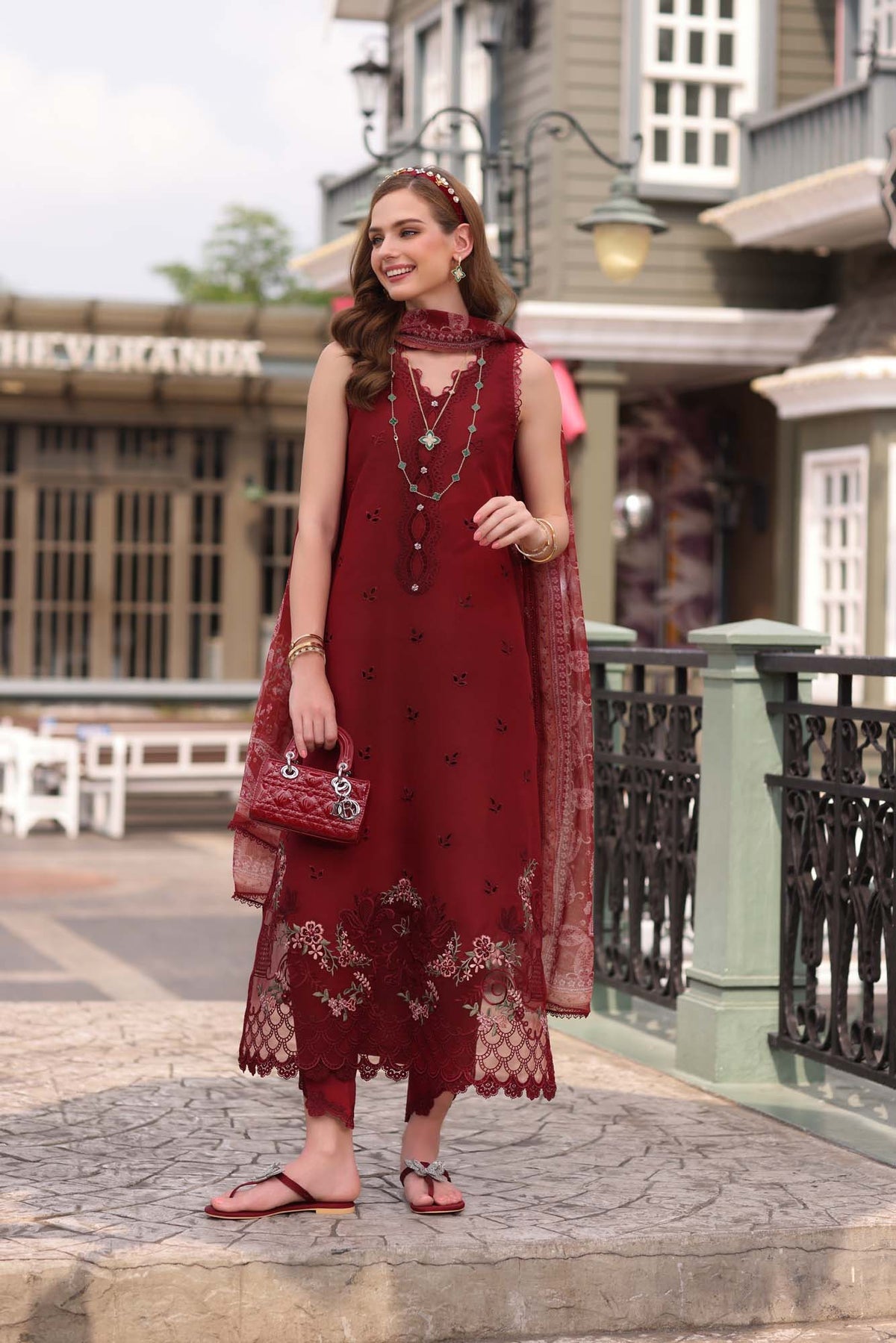 Noor by saadia Asad D1- Mulberry Red Eid Luxe Chikankari' 25