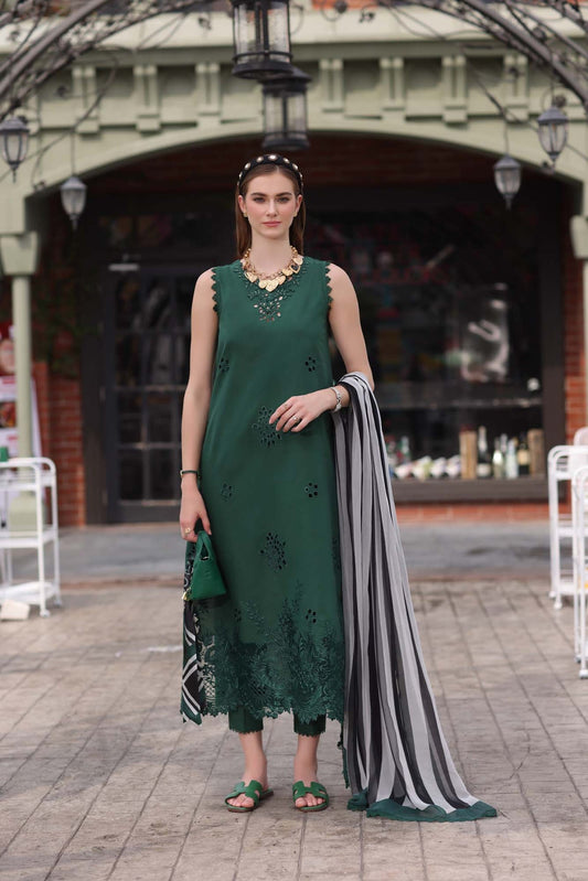 Noor by saadia Asad D12- Bottle Green Eid Luxe Chikankari' 25
