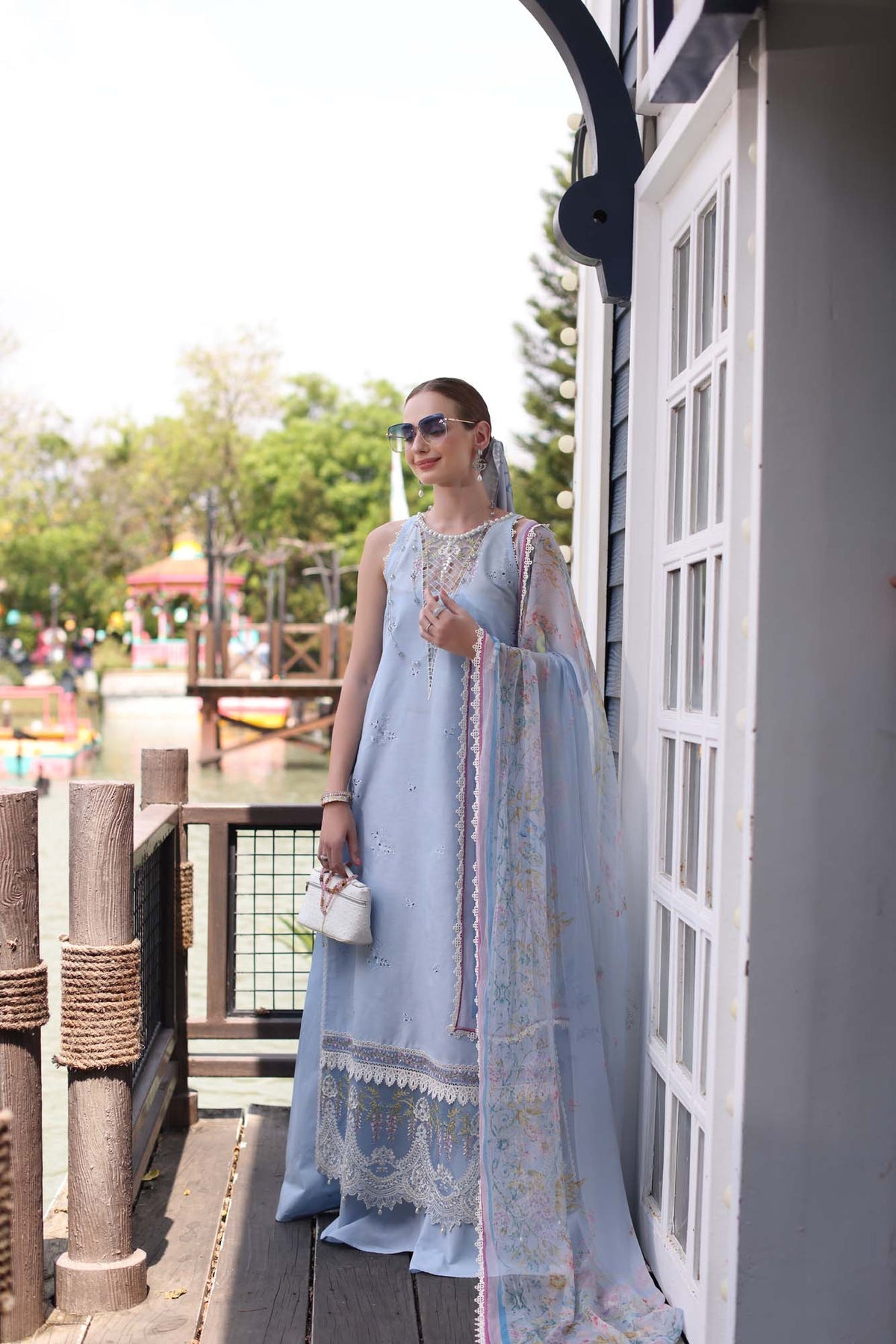 Noor by saadia Asad D2- Cerulean Blue Eid Luxe Chikankari' 25