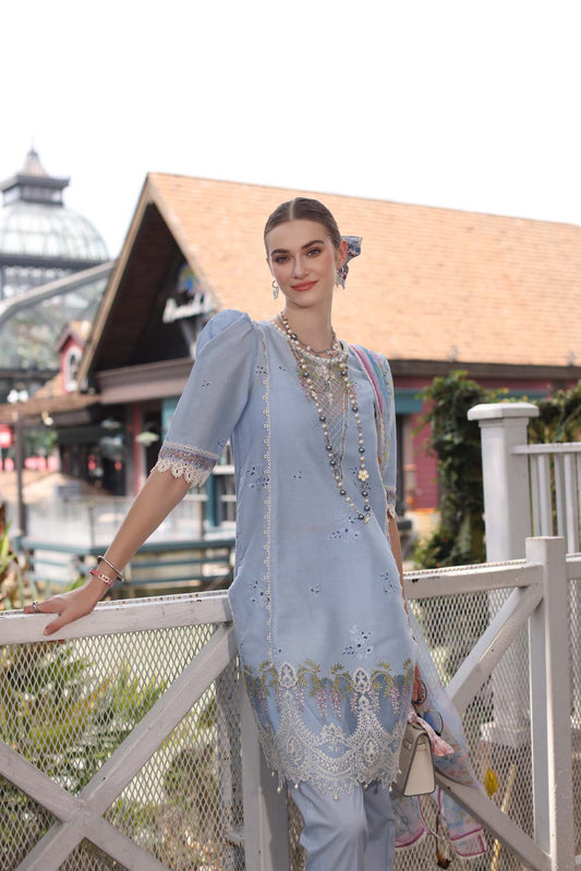 Noor by saadia Asad D2- Cerulean Blue Eid Luxe Chikankari' 25