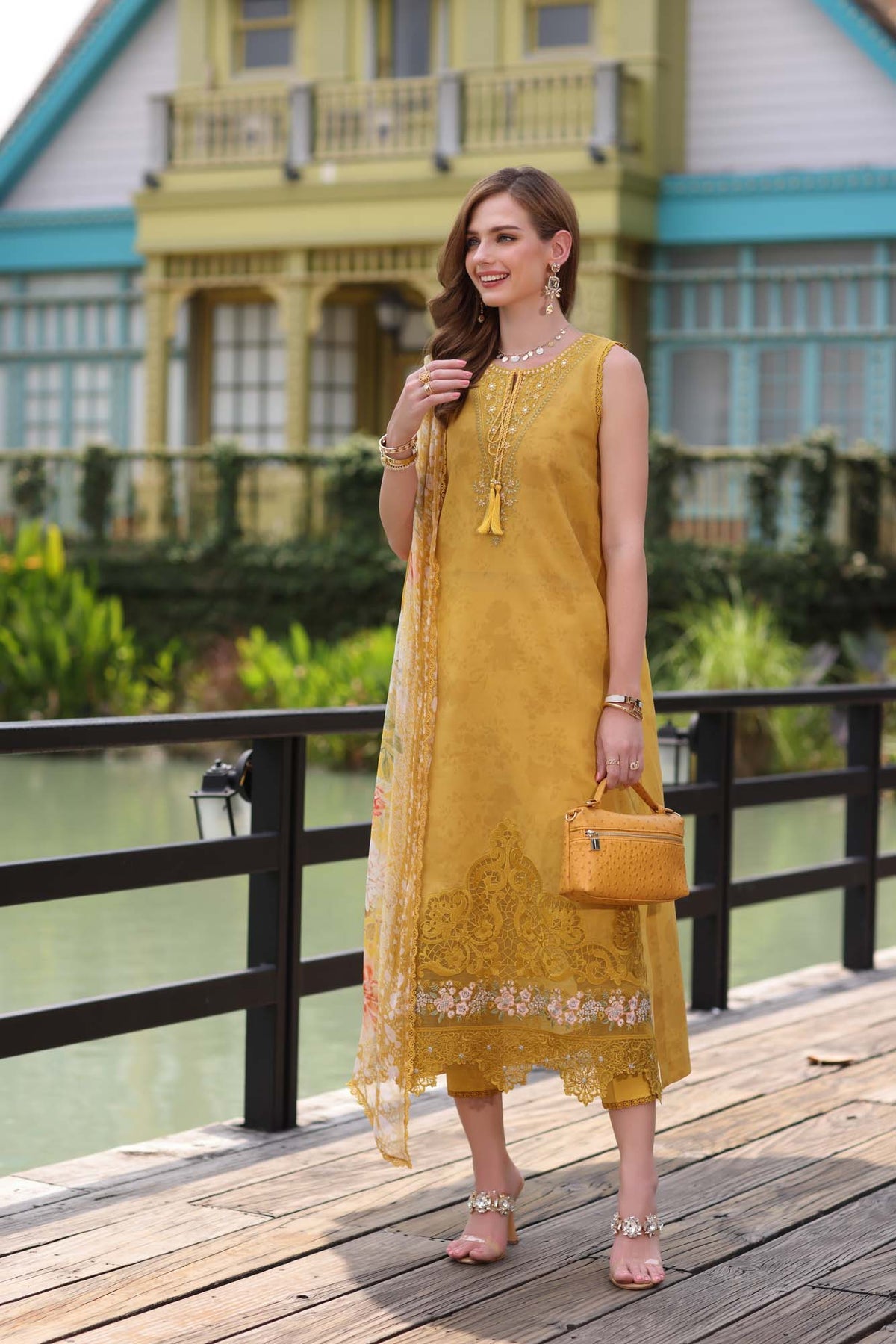 Noor by saadia Asad D3- Mustard Yellow Eid Luxe Chikankari' 25