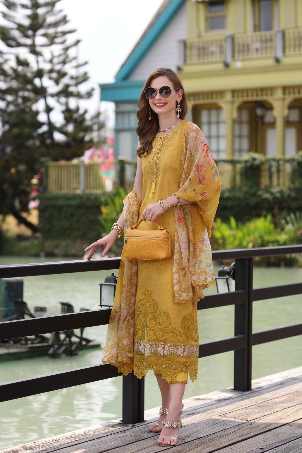Noor by saadia Asad D3- Mustard Yellow Eid Luxe Chikankari' 25